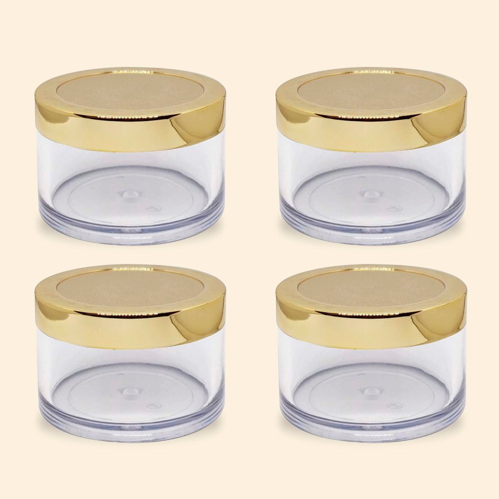 Shoprythm Cosmetic Jar Empty Transparent San Jars with Golden Cap Shoprythm Cosmetic Jar Empty Transparent San Jars with Golden Cap